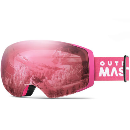 Picture of OutdoorMaster Ski Goggles PRO - Frameless, Interchangeable Lens 100% UV400 Protection Snow Goggles for Men & Women (Photochromic Rose VLT8%-70%)