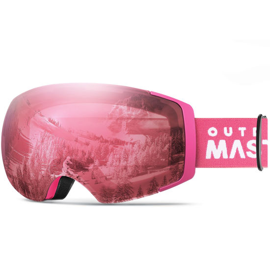 Picture of OutdoorMaster Ski Goggles PRO - Frameless, Interchangeable Lens 100% UV400 Protection Snow Goggles for Men & Women (Photochromic Rose VLT8%-70%)