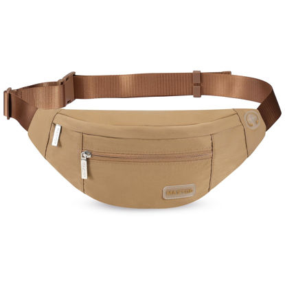 Picture of Fanny Pack Shoulder Sling Bag for Men Women, Crossbody Bag for Travel Running Fitness Workout Khaki Waist Pack with Adjustable Straps