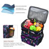 Picture of MIYCOO Lunch Bag for Women Men Double Deck Lunch Box - Leakproof Insulated Soft Large Lunch Cooler Bag, (Purple Flower,15L)