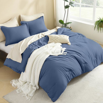 Picture of Litanika Comforters King Size Ocean Blue, 3 Pieces Lightweight Solid Bedding Set & Collections, All Season Fluffy Bed Set (104x90 Inches Comforter & 2 Pillowcases)