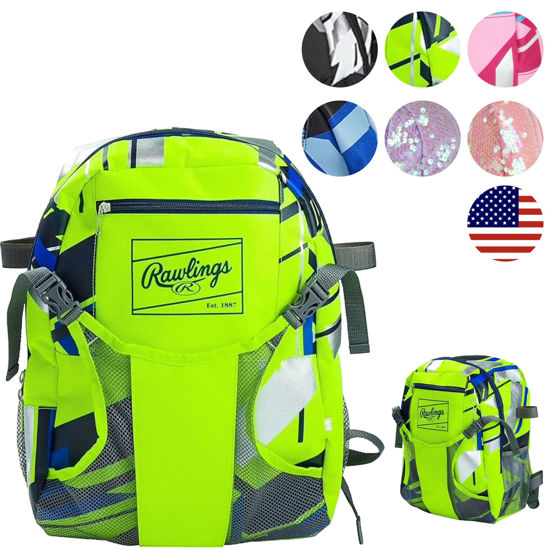Picture of Rawlings | REMIX Backpack Equipment Bag | T-Ball & Youth Baseball / Softball | Green