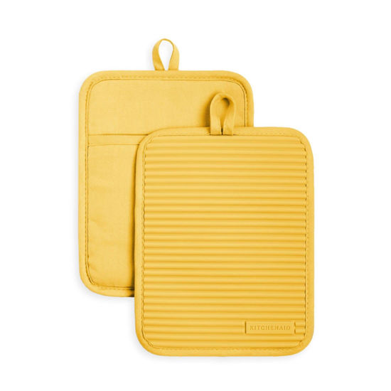 Picture of KitchenAid Ribbed Soft Silicone Pot Holder Set, Orange Sorbet 7"x9"
