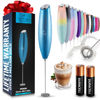 Picture of Zulay Kitchen Milk Frother Wand (2 Duracell Batteries Included) - Handheld Milk Frother - Easy-Clean Milk Frother Wand & Drink Mixer - Electric Coffee Frother for Frappe, Matcha - Metallic Blue