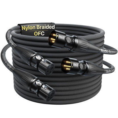 Picture of XLR Cables 15 Feet 2 Pack, Professional Gold-Plated Rean Connectors from Neutrik, Kevlar-Reinforced Nylon Braided XLR Microphone Cable, Mic Cable, Durable Shielded and Balanced XLR Male to Female Cord
