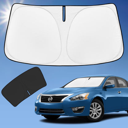 Picture of Sun Shade Sunshade for Nissan Altima Windshield Cover,4-Layer Front Window Shade Custom fit Altima 2013-2018 Sun Visor 240T Retractable Shade Shield Blocks UV Rays Cooler Car Accessories