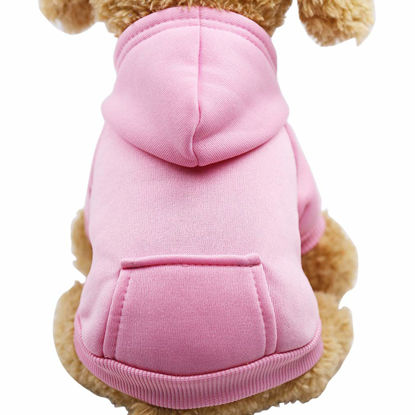 Picture of Jecikelon Winter Dog Hoodie Sweatshirts with Pockets Warm Dog Clothes for Small Dogs Chihuahua Coat Clothing Puppy Cat Custume (Large, Pink)