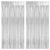 Picture of PIGETALE 2 Pack Silver Foil Fringe Curtain Backdrop, 3.2Ft x 8.2Ft Metallic Tinsel Foil Fringe Streamer Curtains for Party Photo Booth Props Bachelorette Birthday Bridal Shower Christmas Decorations