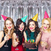 Picture of PIGETALE 2 Pack Silver Foil Fringe Curtain Backdrop, 3.2Ft x 8.2Ft Metallic Tinsel Foil Fringe Streamer Curtains for Party Photo Booth Props Bachelorette Birthday Bridal Shower Christmas Decorations
