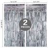 Picture of PIGETALE 2 Pack Silver Foil Fringe Curtain Backdrop, 3.2Ft x 8.2Ft Metallic Tinsel Foil Fringe Streamer Curtains for Party Photo Booth Props Bachelorette Birthday Bridal Shower Christmas Decorations
