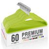 Picture of HOUSE DAY Vibrant Green Velvet Hangers 60 Pack, Non Slip Clothes Felt Hanger Heavy Duty for Coat, Premium Slim Space Saving Suit Hangers for Closet Organizer, 360° Rotating Silver Hook