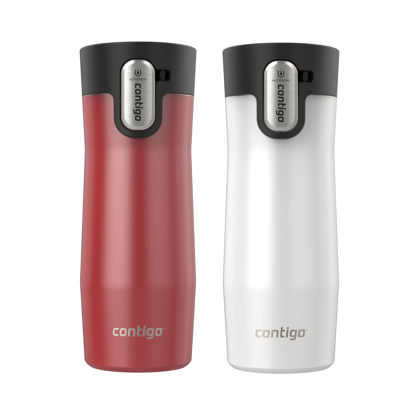 Picture of Contigo® AUTOSEAL® West Loop Vacuum-Insulated Stainless Steel Travel Mug with Easy-Clean Lid, 16 oz, 2-Pack, Goji Berry Frosted Pearl; Salt Frosted Pearl