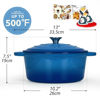 Picture of Overmont Enameled Cast Iron Dutch Oven - 5.5QT Pot with Lid Cookbook & Cotton Potholders - Heavy-Duty Cookware for Braising, Stews, Roasting, Bread Baking blue