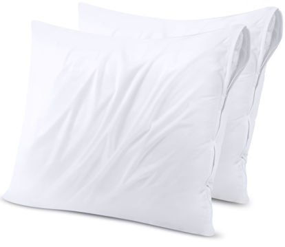 Picture of Utopia Bedding Waterproof Throw Pillow Protectors (No Pillow Inserts) with Zipper 18 x 18 Inches (2 Pack, White), Bed Bug Proof Outdoor Bed Couch Decorative Pillow Encasement Covers