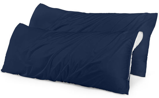 Picture of Utopia Bedding Waterproof Pillow Protectors Zippered (2 Pack, Navy) Body Size, Zippered Pillowcases, Bed Bug Proof Pillow Encasement Covers 20 x 54 Inches