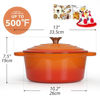 Picture of Overmont Enameled Cast Iron Dutch Oven - 5.5QT Pot with Lid Cookbook & Cotton Potholders - Heavy-Duty Cookware for Braising, Stews, Roasting, Bread Baking orange