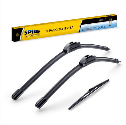 Picture of 3 Wipers 26"/19"/16" Replacement For Toyota Prius 2015 2014 2013 2012 2011 2010 (Set of 3), 26 Inch+19 Inch Windshield Wiper Blades with 16 Inch Rear Wiper Blade-Original Factory Quality