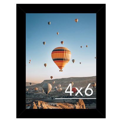 Picture of JCJMY 4x6 Picture Frame Black for Wall Hanging or Tabletop, Wall Mounting Horizontally or Vertically, 4 x 6 Wall Gallery Poster Photo Frame with Shatter Resistant Plexiglass, Black