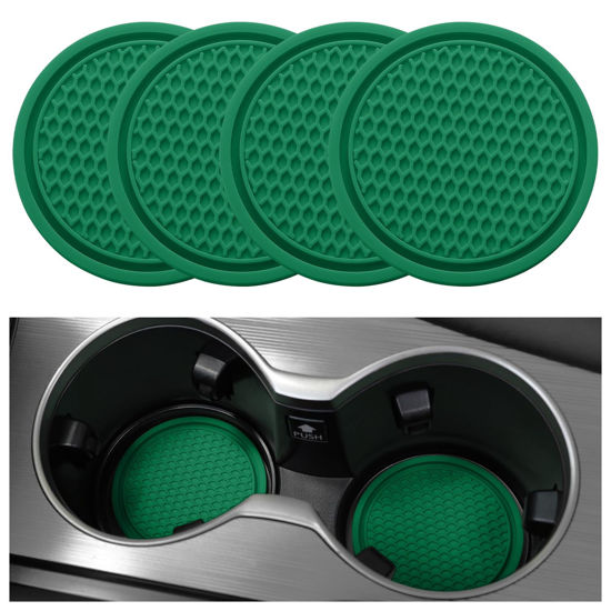 Picture of SINGARO Car Cup Coaster, 4PCS Universal Non-Slip Cup Holders Embedded in Ornaments Coaster, Car Interior Accessories, Green