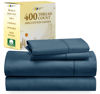 Picture of California Design Den 400 Thread Count 100% Cotton Sheets, King Size Sheet Set, Luxury Sheets & Pillowcases, Breathable Bedding for King Bed, Sateen, King Bed Sheets with Deep Pockets (Peacock Blue)