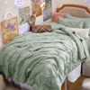 Picture of Bedsure Twin Comforter Set Sage Green - Bed in a Bag Twin Size 5 Pieces, Pintuck Bed Set Gift for Family, Pinch Pleat Sage Green Comforter with Sheets, Pillowcase & Sham
