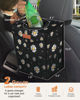 Picture of Pritent Car Trash Can with Lid, Cute Leakproof Car Trash Garbage Bag Hanging Vehicle Trash Bin Small Portable Automotive Garbage Cans Organizer for Back/Front Seat/Console(Trapezoid,Black Flower)