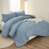 Picture of Litanika Oversized King Comforter Set Grayish Blue Super King Size, 3 Pieces Lightweight Solid Bedding Comforter Set, All Season Fluffy Bed Set (120x120In Comforter & 2 Pillowcases)