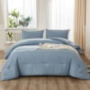 Picture of Litanika Oversized King Comforter Set Grayish Blue Super King Size, 3 Pieces Lightweight Solid Bedding Comforter Set, All Season Fluffy Bed Set (120x120In Comforter & 2 Pillowcases)