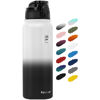 Picture of Fanhaw 20 Oz Insulated Stainless Steel Water Bottle with 1 Lid (Chug Lid) - For Kids, Women, Men | Leak & Sweat Proof with Anti-Dust Lid (White Black)