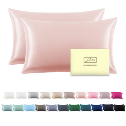Picture of Silk Pillow Cases 2 Pack Soft Breathable and Sliky King Size Pillow Cases Set of 2,Natural Mulberry Satin Silk Pillowcase with Hidden Zipper for Hair and Skin (Coral,20"X 36",2pcs)