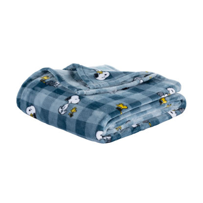 Picture of Berkshire Blanket Peanuts® VelvetLoft® Cute Character Snoopy Plush Blanket,Navy Tonal,Twin 60 in x 90 in (Official Peanuts® Product)