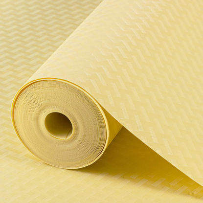 Picture of Shelf Liners for Kitchen Cabinets Refrigerator Liners Waterproof Kitchen Cupboard Liner Non Adhesive Drawer Mats EVA Material Fridge Liner for Shelves - Yellow Beige 11.8 x 393.7 Inches