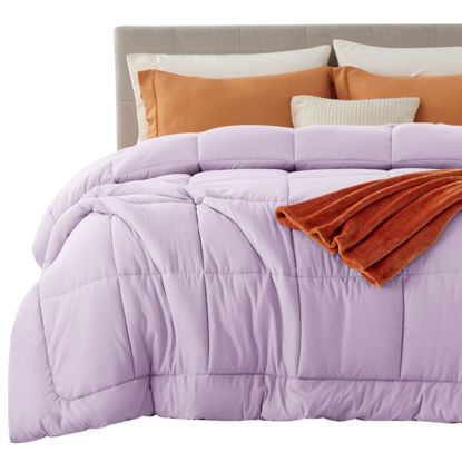 Picture of Bedsure Comforter Duvet Insert - Quilted Comforters King Size, All Season Duvet, Down Alternative Bedding, with 8 Tabs, Gifts for Women/Men, Light Purple, King 90 x 102 Inches