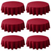 Picture of Biscaynebay 6 Pack Textured Fabric Round Christmas Tablecloths 60", Red Water Resistant Fabric Tablecloths for Dining, Kitchen, Wedding, Parties etc Machine Washable
