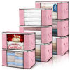 Picture of 90 L Large Storage Bags, 8 Pack Clothes Storage Bins Foldable Closet Organizer Storage Containers with Durable Handle Storage and Organization, Blanket, Comforters, Bed Sheets, Pillows and Toys (Pink)