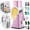 Picture of Zulay Kitchen Rotary Cheese Grater 5 Blade Cheese Shredder - Manual Hand Crank Cheese Grater With Reinforced Suction & 5 Interchangeable Drums - Easy to Use, Vegetable Chopper Round Mandoline Slicer