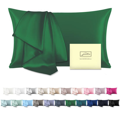 Picture of Mulberry Silk Pillow Cases for Hair and Skin King Size Silk Pillowcase with Zipper Soft Breathable Smooth Cooling Satin Silk Pillow Covers for Sleeping (Olive Green,20"X 36",1Pcs)