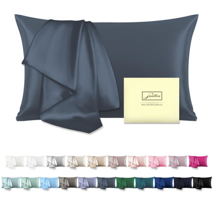 Picture of Mulberry Silk Pillow Cases for Hair and Skin King Size Silk Pillowcase with Zipper Soft Breathable Smooth Cooling Satin Silk Pillow Covers for Sleeping (Space Grey,20"X 36",1Pcs)