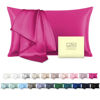 Picture of Mulberry Silk Pillow Cases for Hair and Skin Queen Size Silk Pillowcase with Zipper Soft Breathable Smooth Cooling Satin Silk Pillow Covers for Sleeping (Hot Pink,20"X 30",1Pcs)