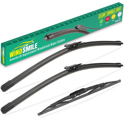 Picture of 24" 21" 11" Windshield Wiper Blades Replacement for GMC Acadia 2013 2014 2015 2016 Premium All Weather Front Rear Wipers Set - OEM Quality (Pack of 3)