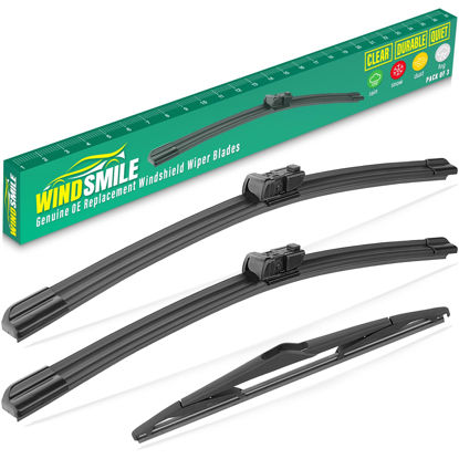 Picture of 26" 15" 12" Windshield Wiper Blades Replacement for Ford Fiesta 2009-2018 Premium All Weather Front Rear Wipers Set - OEM Quality (Pack of 3)