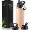 Picture of SipX™ Triple-Insulated Stainless Steel Water Bottle 32oz. With 3 Lids, BPA-Free Reusable Insulated Water Bottle Keeps Cold 24 Hours, Metal Water Bottle Made Of Sustainable Material For Hiking & Biking