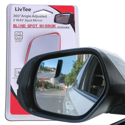 Picture of LivTee Blind Spot Mirror，Rhombus Shaped HD Glass Frameless Convex Rear View Mirror with wide angle Adjustable Stick for Cars SUV and Trucks, Pack of 2