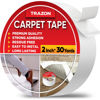 Picture of Trazon Carpet Tape Double Sided - Rug Tape Grippers for Hardwood Floors and Area Rugs - Carpet Binding Tape Strong Adhesive and Removable, Heavy Duty Stickers Tape, Residue Free (2 Inch / 30 Yards)