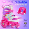 Picture of SULIFEEL Rainbow Unicorn 4 Size Adjustable Light up Roller Skates for Girls and Boys for Toddler Rose Pink X-Small