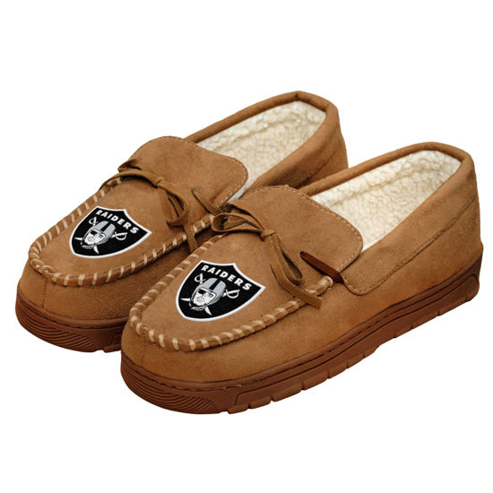 Picture of FOCO Las Vegas Raiders NFL Mens Team Logo Moccasin Slippers - XL
