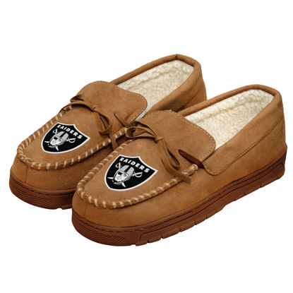 Picture of FOCO Las Vegas Raiders NFL Mens Team Logo Moccasin Slippers - S