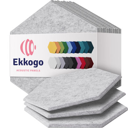 Picture of Ekkogo Acoustic Panels 12-Pack Soundproof Wall Panels 12"X10.4"X0.4" Sound Panels High Density Sound Dampening Panels - [Smoky White Hexagon]