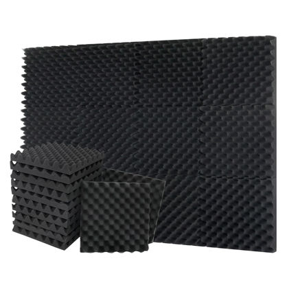 Picture of 12 Pack-12x12x1.18 Inches Black Egg-crate Acoustic Foam Panels,Studio Foam Panels Meant for Echo Absorption, Acoustic Panels for Home Office, Sound Absorbing Panels(12x12x1.18 Inches, Black)