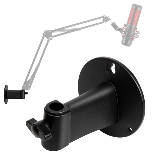 Picture of Microphone Wall Mount Boom Arm - Microphone Wall Mount for Mic holder，Horizontal Mounting Wall，Space Saving Desktop Metal Mic Stand Clamp by SUNMON